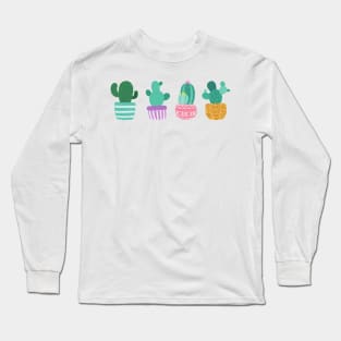 Fab Four: Funky Potted Cactus Set Long Sleeve T-Shirt